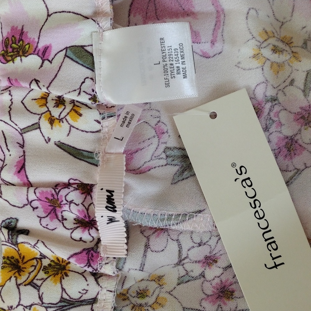 Francesca's Floral High-Slit Wide-Leg Pants. Size L - Picture 10 of 10